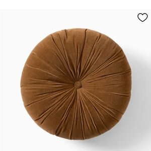 West Elm Classic Cotton Velvet Tufted Round Pillow In Cumin S/2 MCM 15"